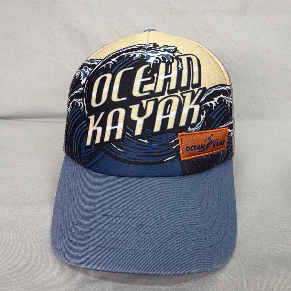 Ocean Kayak Trucker Hat Wave Graphic Unisex OSFA Blue Mesh Snapback